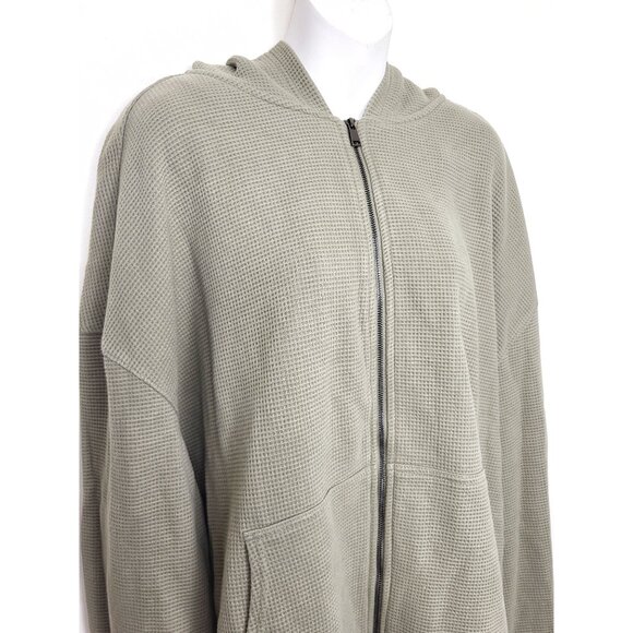 Brunette the Label green waffle knit zip up hoodie. Size 2XL - 3XL - Picture 3 of 5